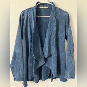 Testimony Los Angeles French Terry Open Victorian Draped Jacket Blue Sz S